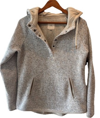Thread + Supply heather gray pullover hoodie w/snap-button placket