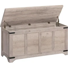 Storage Chest Trunk with 2 Safety Hinges Wooden Toy Chest Entryway Shoe Bench