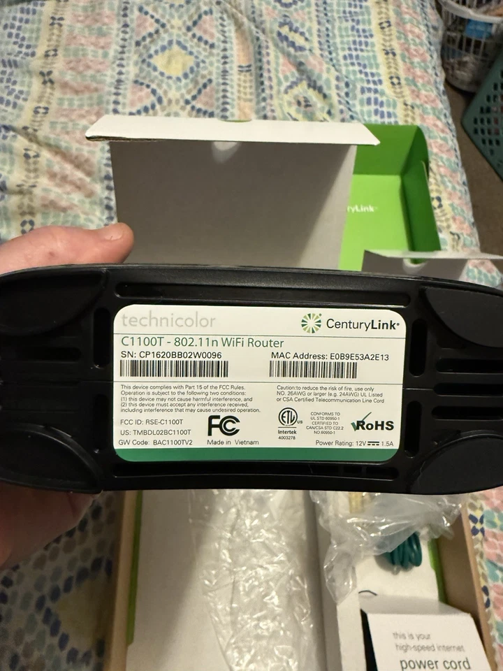 CenturyLink Technicolor C1100T DSL VDSL2 Modem 802.11n WiFi Wireless Router/#M10 - Image 2 of 4