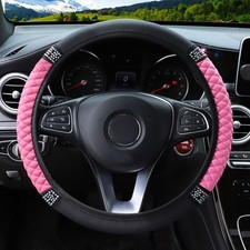 Diamond Pu Leather Car Steering Wheel Cover Non-slip Protector For 1538cm New