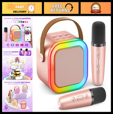 Portable Mini Karaoke Machine for Kids Adults, Bluetooth Speaker with 2 Microp