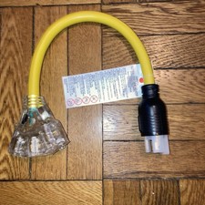 30 Amp to 110 Outdoor Generator Adapter Power Cord, 3 Prong Locking 30 Amp to 15