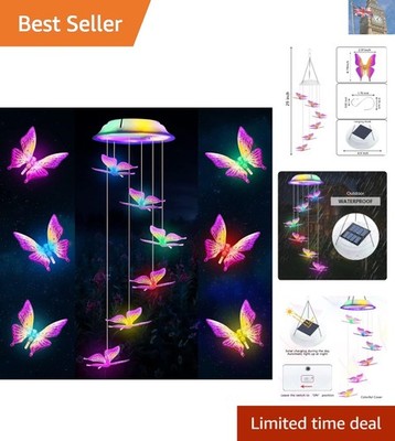 Atemberaubendes Solar Schmetterling Windspiel mit Farbwechsel - perfekt zum Verschenken