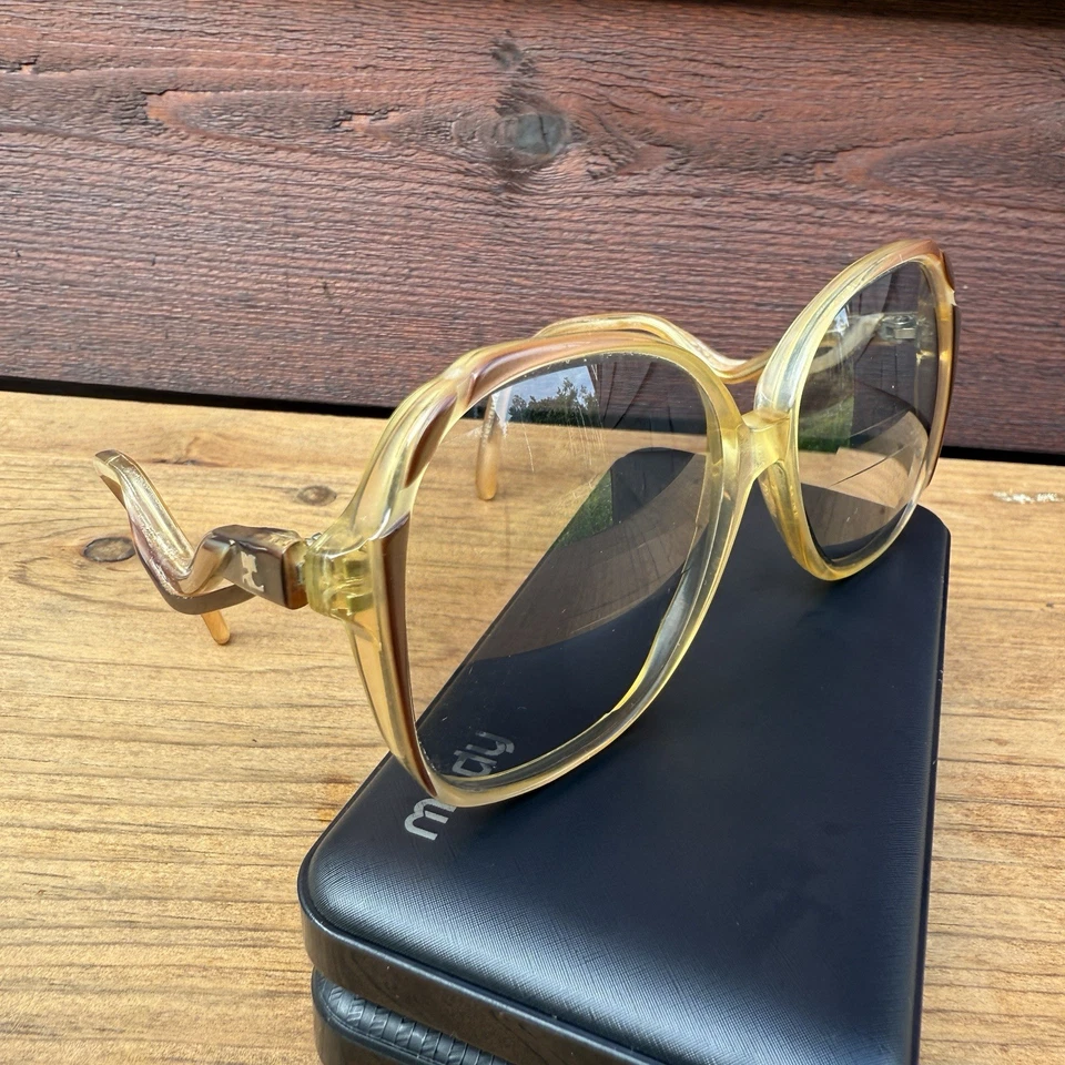 Vintage 70s 80s Drop Arm Eyeglasses Frames Oversized Hipster Brown FRAME FRENCH - Image 2 of 4