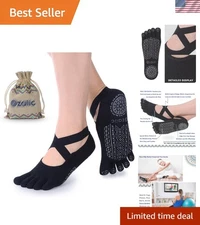 Yoga Socks for Women with Grips, Non-Slip Five Toe Socks for Pilates, Barre, ...