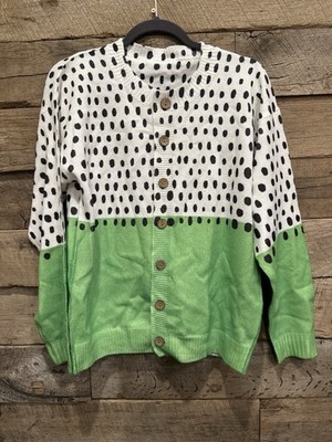 New Women s Lime Green And Polka Dot Sweater Size Medium 