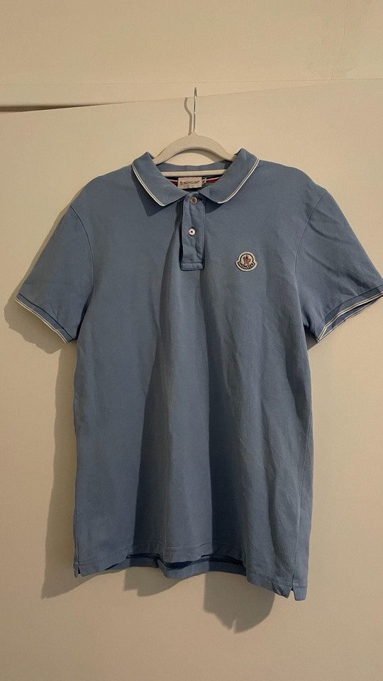 Moncler Polo Shirt Blue Cotton Pique