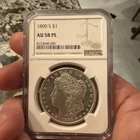 1890 NGC AU 58 Proof Like Morgan Silver $1