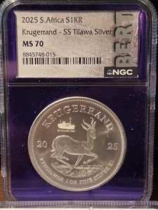 2025 South Africa 1 Krugerrand S1KR SS Tilawa .999 Silver Coin NGC MS70