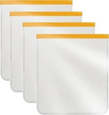 4 Pcs 2 Gallon Reusable Freezer Bags, Large 16 inches x 13 inches, 2 Gallons 