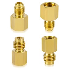 4pcs Brass Refrigerant Tank Adapter/Vacuum Pump, R134A to R12 Adapter Gold