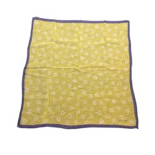 Vintage Echo Floral Scarf 20" Square Yellow Purple Border Retro