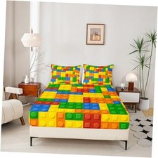 Kids Games Bed Sheet Set for Child Bedroom Color Queen 60"x80" Multi 154