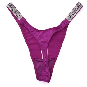 3 Victoria's Secret Very Sexy Satin Logo Shine Strap Thong Panty LOT XS M L