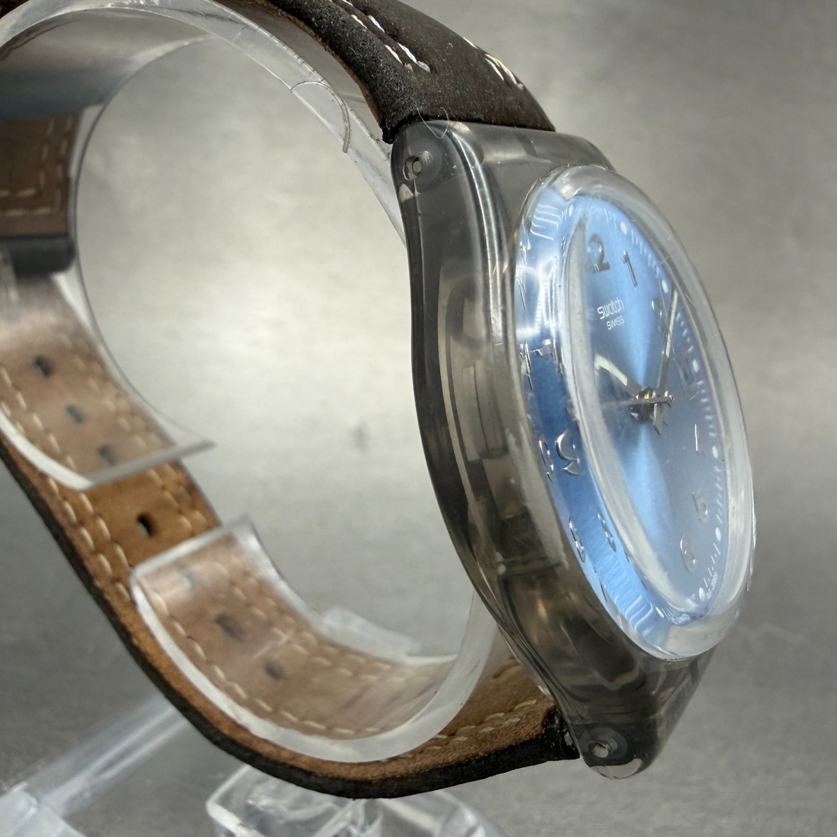 Swatch Blue Choco Watch Men 34mm Blue Dial Clear Date Round  display picture 1