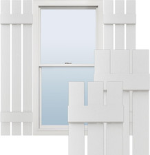White Vinyl Board-N-Batten Shutters 12"W x 47"H with Installation Screws