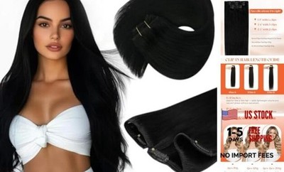  Clip in Hair Extensions Real Human Hair 85g 12 Inch-85g-5pcs A-3 #1-Jet Black