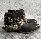 Freebird Saloon Black Leather Harness Buckle Ankle Boots Women US 11