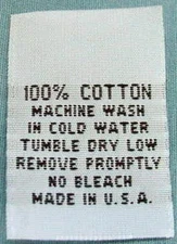 100 pcs WOVEN CLOTHING LABELS, CARE LABEL WHITE - 100% COTTON
