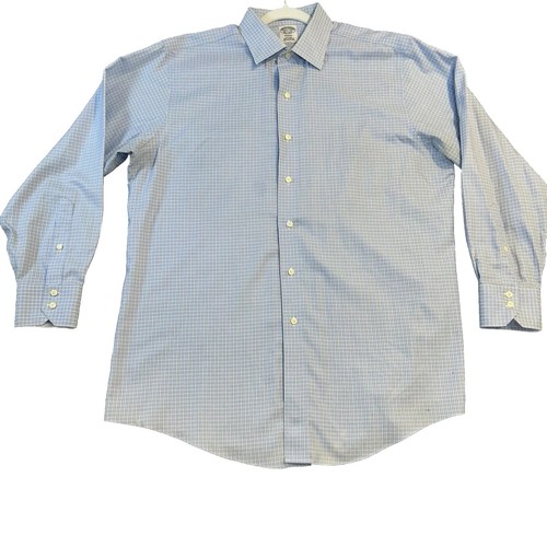 Brooks Brothers Regent Dress Shirt Men’s 16.5/33 Blue Plaid 100% Supima Cotton - Picture 3 of 15