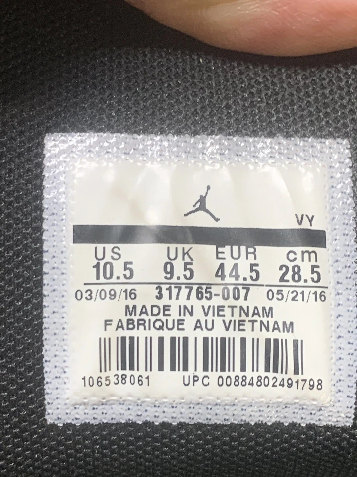 Nike мужские Air Jordan размер Баскетбольные кроссовки 10-1/2 317765-007 ОТЛИЧНОЕ СОСТОЯНИЕ!!!! - Изображение 2 из 4