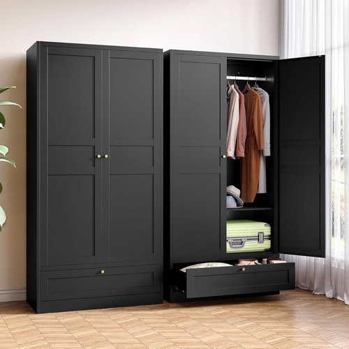 Metal Armoire Wardrobe Closet with 2 Doors 72'' Wardrobe Cabinet with Drawers an - Picture 9 of 12