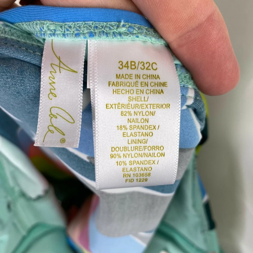 Tankini de natación Anne Cole $74 estampado torcido delantero con aros talla 34B/32C Foto 4 de 4