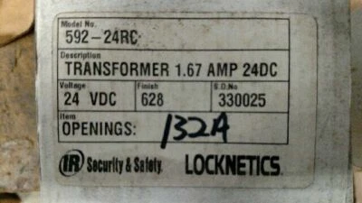 LOCKNETICS BY SCHLAGE 592-24RC TRANSFORMER 1.67 AMPS AT 24VDC 115VAC IN HEAVY DU