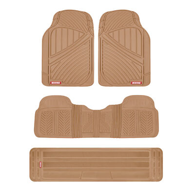 4pc All Season Floor Mats & Liner Set - FlexTough Rubber Pads MOTORTREND Beige