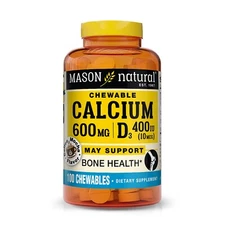 Mason Natural Calcium 600 mg & Vitamin D3 - Coffee Mocha Flavor, 100 Chewables