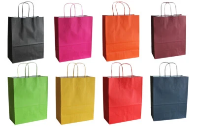 Sacs de transport en papier sacs en papier sacs couleur cordon, 36 + 13 x 41 cm, vers. Lot - Photo 1/2