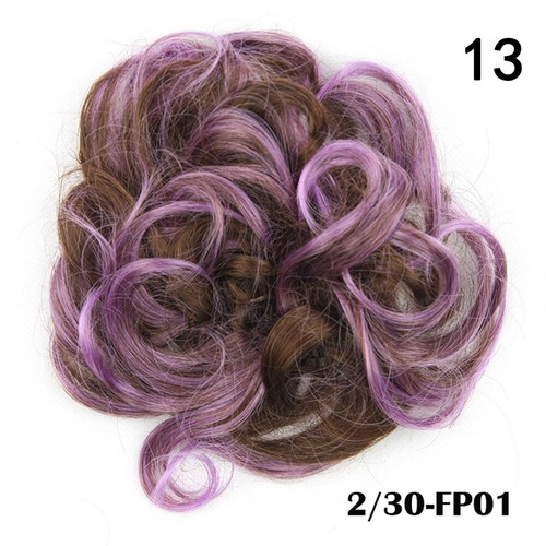 Human Hair Extensions Curly Messy Bun Hair Piece Scrunchie Cover Hair Real - Picture 23 of 46