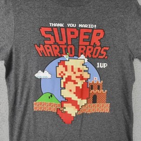 Super Mario Bros Shirt Boys XL Extra Large 18 20 Grey  Graphic Tee Nintendo NES