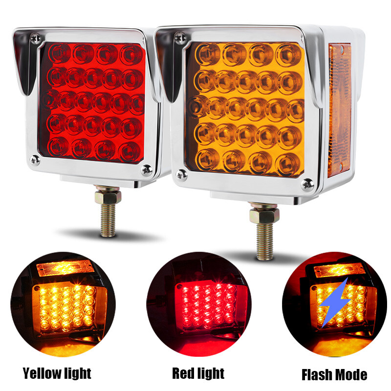 Square Dual Face Stud Mount Pedestal Fender Brake Signal Tail Light 57-LED Truck - Foto 2