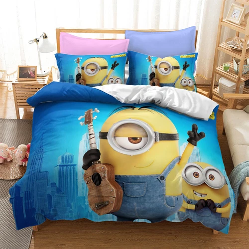 Minions Cartoon Donna Duvet Cover Bedding Set Pillowcases Single Double Queen - Bild 10 von 32