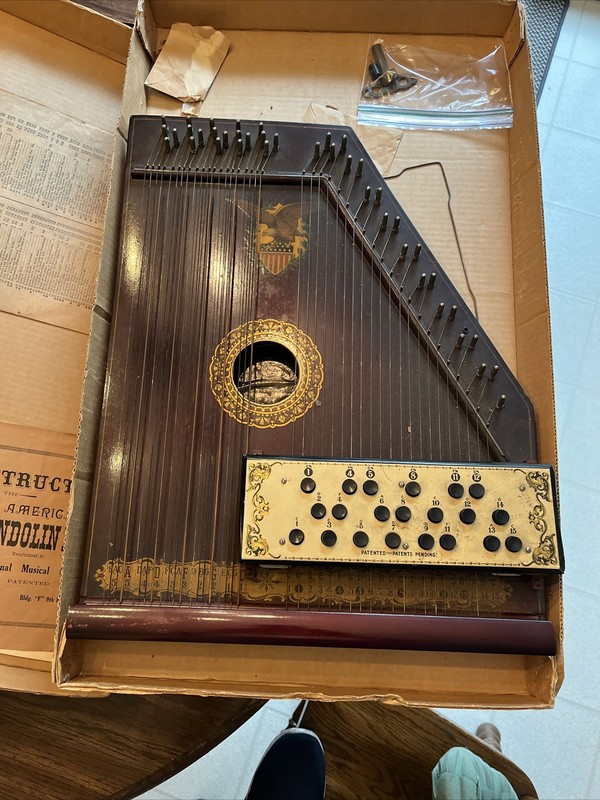 Antique American Mandolin Harp made by International Music Corp. With Original B