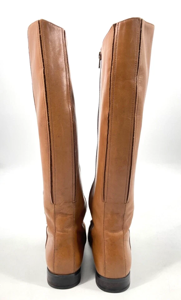 Corso Como women's 6.5 Tall Riding Boots saddle Brown tan Leather Side Zip Knee - Image 3 of 4