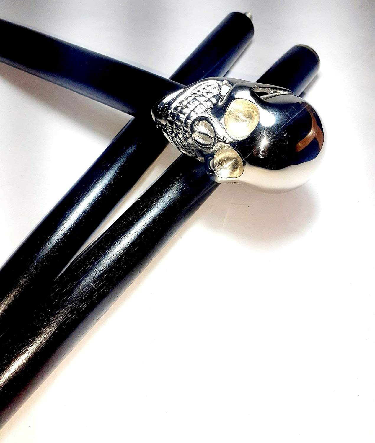 Solid Brass Skull Head Handle Walking Stick Woode… - image 4