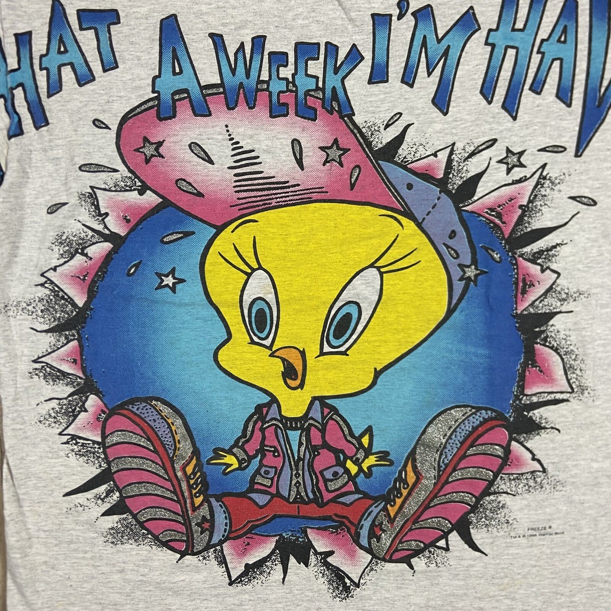 90's USA製　Looney Tunes Tweety sweat Vintage 90s Tweety Bird Looney Tunes All Over Print T-Shirt