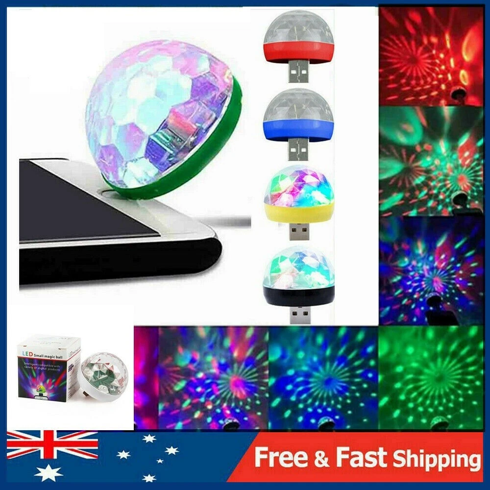 Mini USB Disco Ball Party Light Portable DJ Stage Light Strobe Lamp Club Light