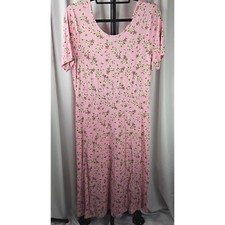 Womens Draper James Floral Print Knit Dress Bubblegum Pink Casual Sundress Sz L