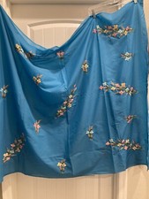 Traditional Indian Women Dupatta Scarf Blue Embroidered Flowers Appx. 218" x 42"