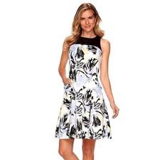 New Chaps Women's Floral Fit & Flare Scuba Dress Multicolor Variety Sizes