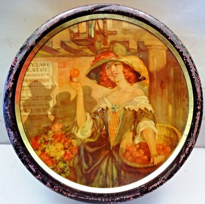 Vintage Dose Englisch TAVENERS FRUIT DROPS Werbe Candy Litho Aufdruck Collectib