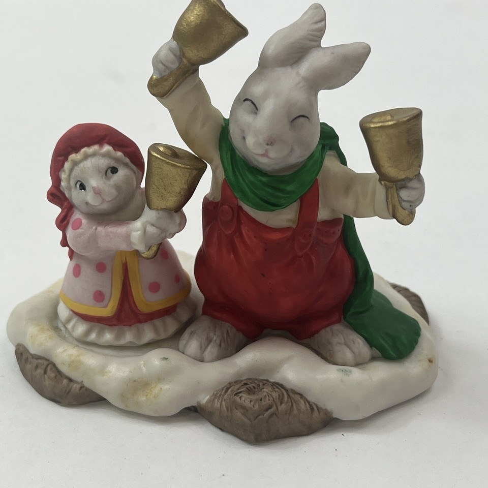 Fitz & Floyd HOLIDAY HAMLET Ceramic Bell Choir Bunny & Doll Makers