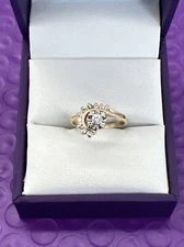 💎 Zales 14KT Yellow Diamond Fashion Ring Sz 4.5