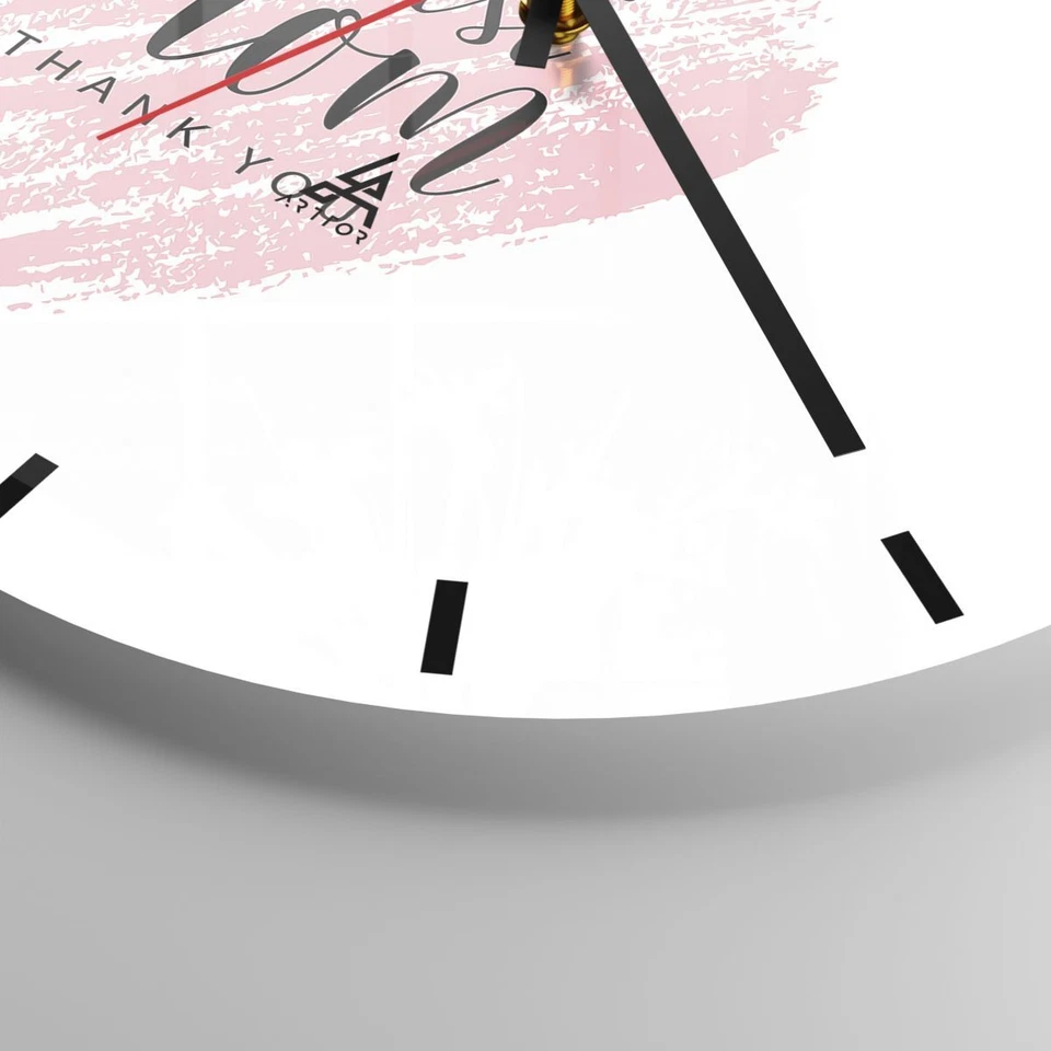 Modern Wanduhr 40x40cm Rund Analog Glasuhr Herz Liebe Muttertag Art Glas Deko - Bild 4 von 4