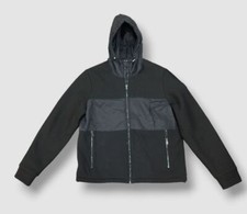  299Michael Kors Men's Black Mixed-Media Full-Zip Hoodie Jacket Size XL