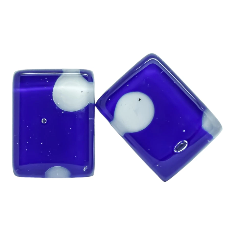 Murano Glass Cufflinks Blue and White Rectangular - Image 3 of 4