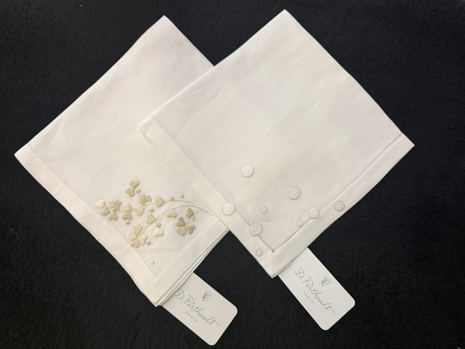 D Porthault Paris One Anagramme And One Confetti 20” Linen Dinner Napkins NEW - Image 2 of 4